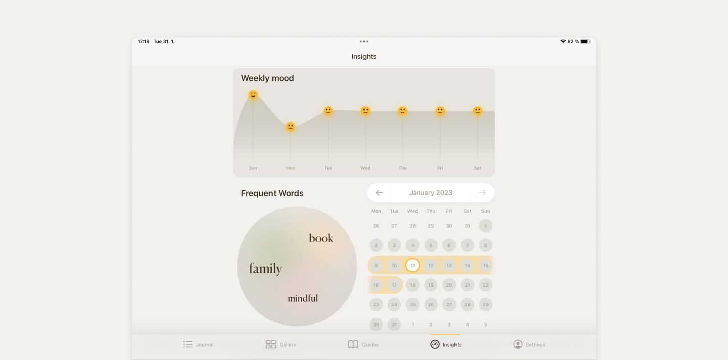 Screenshot of Insights screen