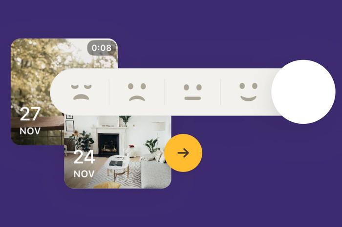 A composition of elements from Gallery and Mood selector screens.