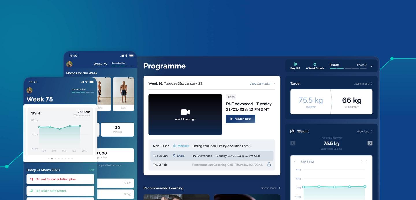 Composition of web and mobile screenshots
