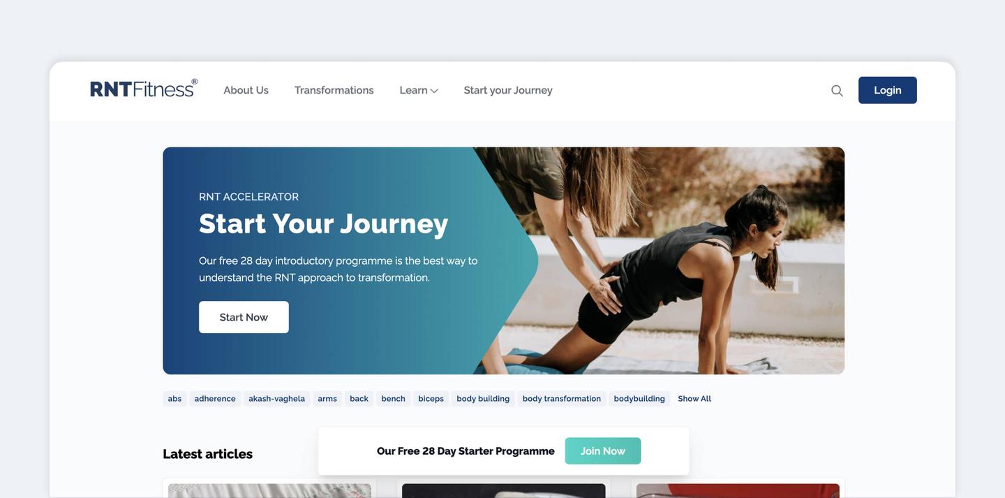 RNT Fitness marketing site